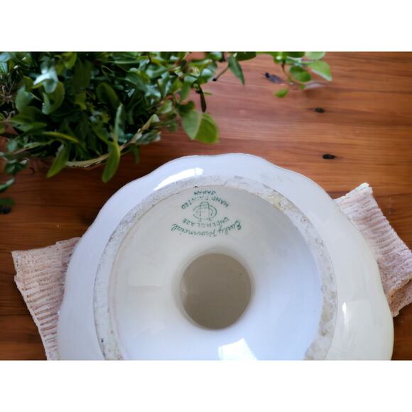 Early Provincial Rooster & Roses Pedestal Platter 1950's Handpainted Japan - Picture 3 of 4